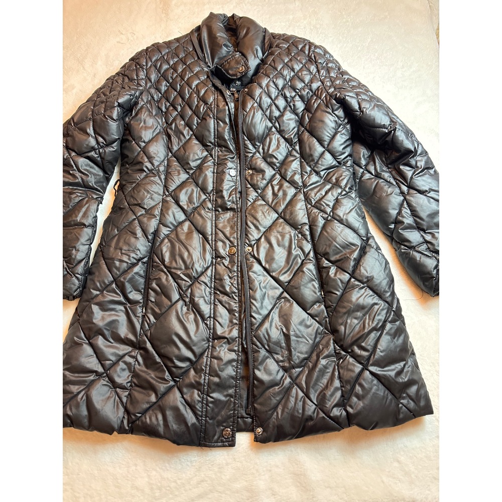 GUESS Los Angeles Womens Black Diamond Quilted Puffer Jacket Coat Large RN54163